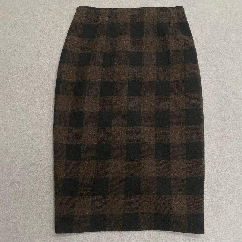 Librarian Academia Heritage Plaid Straight‎ Pencil Skirt Womens 0 Brown Black